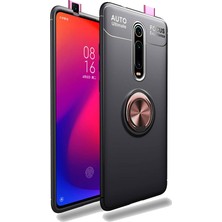 Case 4U Xiaomi Mi 9T Kılıf Autofocus Shockprof Ravel Yüzüklü Standlı Slikon Kapak Siyah Rose Gold