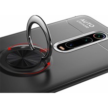 Case 4U Xiaomi Mi 9T Kılıf Autofocus Shockprof Ravel Yüzüklü Standlı Slikon Kapak Siyah Rose Gold