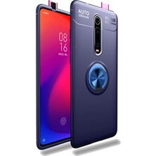 Case 4U Xiaomi Mi 9T Kılıf Autofocus Shockprof Ravel Yüzüklü Standlı Slikon Kapak Mavi