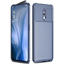 Case 4U Oppo Reno Kılıf Karbon Desenli Sert Silikon Arka Kapak Negro Lacivert