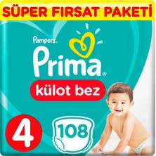 Prima Külot Bebek Bezi 4 Beden 108 Adet Maxi Süper Fırsat Paketi