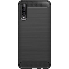 Microcase Samsung Galaxy A70 Brushed Carbon Fiber Silikon Kılıf - Siyah