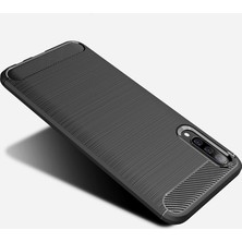 Microcase Samsung Galaxy A70 Brushed Carbon Fiber Silikon Kılıf - Siyah