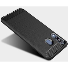 Microcase Samsung Galaxy M30 Brushed Carbon Fiber Silikon Kılıf - Siyah