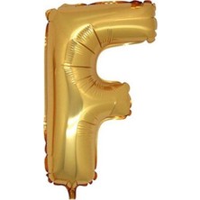 F Harf Altın Folyo Balon 16 inç - PartiPan