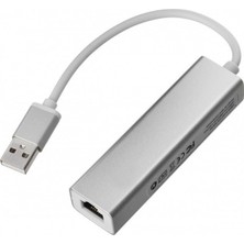TriLine Alüminyum USB To RJ45 Ethernet + USB 3 Port Hub Çoklayıcı