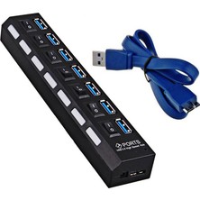 TriLine 7 Port USB Hub Çoklayıcı USB 3.0 On Off Tuşlu