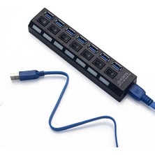 TriLine 7 Port USB Hub Çoklayıcı USB 3.0 On Off Tuşlu