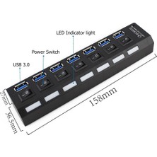 TriLine 7 Port USB Hub Çoklayıcı USB 3.0 On Off Tuşlu