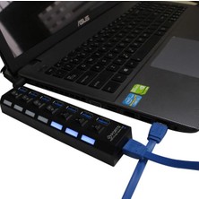 TriLine 7 Port USB Hub Çoklayıcı USB 3.0 On Off Tuşlu