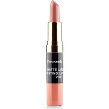 Cocosh She Matte Lipstick Lasting Lipgloss 2 in 1 Smile   Ruj  02 - Latte