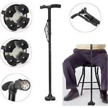 Trusty Cane 4 Ayaklı Katlanabilir Işıklı Baston (Piller Dahil)