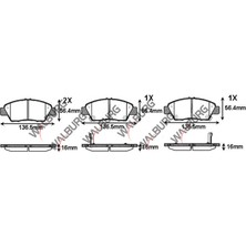 Walburg Fren Balata İkazlı Ön Honda Jazz III Ge 1.4İ 16.00Mm 2008 2016