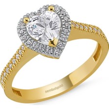 Sembol Gold Altın Tektaş Yüzük Swarovski Taşlı Pırlanta Montür
