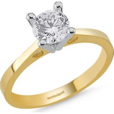 Altın Tektaş Yüzük Swarovski