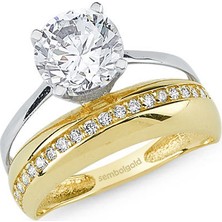 Sembol Gold Altın Tektaş Alyans Yüzük Twin 2si Bir Arada