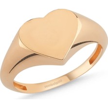 Sembol Gold Altın Şovalye Yüzük Rose Kalp'li