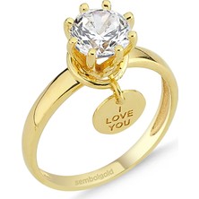 Sembol Gold Altın Tektaş Yüzük 1,00 karat Zirconia Sevgililer Günü
