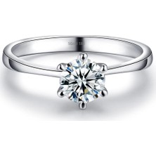 Sembol Gold Beyaz Altın Tektaş Yüzük 6 Montür 0.70 Karat