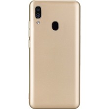 DVR Samsung Galaxy A30 Kılıf Silikon Premier (Gold) + Tam Ekran Cam Koruyucu