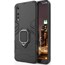 Microcase Huawei P20 Pro Batman Serisi Yüzük Standlı Armor Kılıf - Siyah