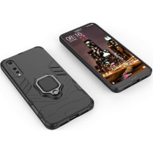 Microcase Huawei P20 Pro Batman Serisi Yüzük Standlı Armor Kılıf - Siyah