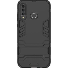 Microcase Huawei P30 Lite Alfa Serisi Armor Standlı Perfect Protect Koruma Kılıf - Siyah