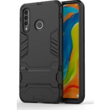 Microcase Huawei P30 Lite Alfa Serisi Armor Standlı Perfect Protect Koruma Kılıf - Siyah