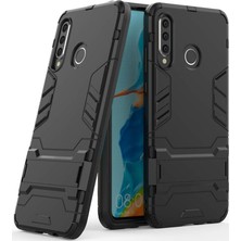 Microcase Huawei P30 Lite Alfa Serisi Armor Standlı Perfect Protect Koruma Kılıf - Siyah