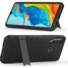 Microcase Huawei P30 Lite Alfa Serisi Armor Standlı Perfect Protect Koruma Kılıf - Siyah