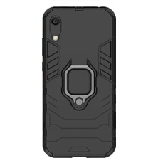 Microcase Huawei Y6 2019 Batman Serisi Yüzük Standlı Armor Kılıf - Siyah