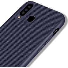 Liontech Samsung Galaxy A60 Kılıf Striped Soft Tio Silikon Kapak Lacivert