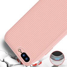 LionTech Apple iPhone 8 Plus Kılıf Striped Soft Tio Silikon Kapak Açık Pembe