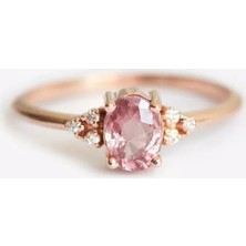 Sembol Gold 0,71 Karat Pırlanta Yüzük Pink Topaz 14K