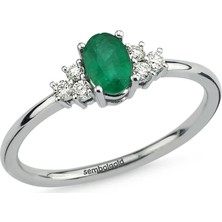 Sembol Gold 0.59 Karat Pırlanta Emerald Yüzük G-SI Beyaz Altın