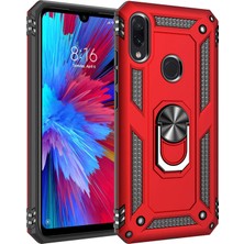 Microsonic Xiaomi Redmi Note 7 Kılıf Military Ring Holder Kırmızı Kırmızı