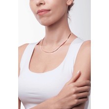 Ninova Silver Yassı Model Rose Kaplamalı Gümüş İtalyan Zincir
