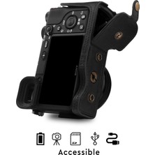 MegaGear Sony Alpha A6100 A6400 (16-50mm)Suni Deri Kamera Çantası