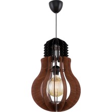 Begüsa Ampul Tekli 31.Lik Ceviz Ahşap Avize