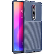 Case 4U Xiaomi Mi 9T Kılıf Rugged Armor Karbon Desenli Lüx Negro Silikon Arka Kapak Lacivert