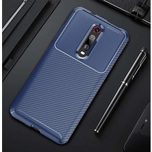 Case 4U Xiaomi Mi 9T Kılıf Rugged Armor Karbon Desenli Lüx Negro Silikon Arka Kapak Lacivert