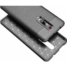 Case 4U Xiaomi Mi 9T Kılıf Rugan Armor Deri Görünümlü Yüksek Kalite Silikon Niss Kırmızı