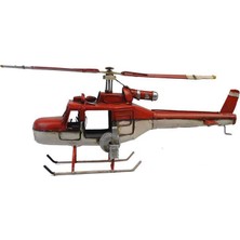 Misiny Nostaljik Kırmızı Beyaz Metal Helikopter Maketi