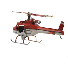 Misiny Nostaljik Kırmızı Beyaz Metal Helikopter Maketi