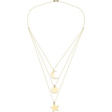 Glorria Altın Üçlü Kombin Gökyüzü Kolye