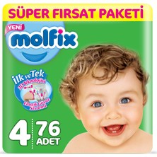 Molfix Bebek Bezi 4 Beden Maxi Süper Fırsat Paketi 76 Adet