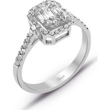 Lilarote 0.55 Ct Modern Tasarım Baget Kare Tektaş Yüzük
