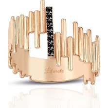 Lilarote Asimetrik Figürlü Fantezi Altın Yüzük