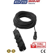 Eraplast 3 x 1,5 mm Uzatma Kablolu 3'lü Kauçuk Grup Prizler 3 m