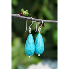 Stoneage Jewellery Turkuaz Yaratıcı İfade Doğal Taş Gümüş Bayan Küpe